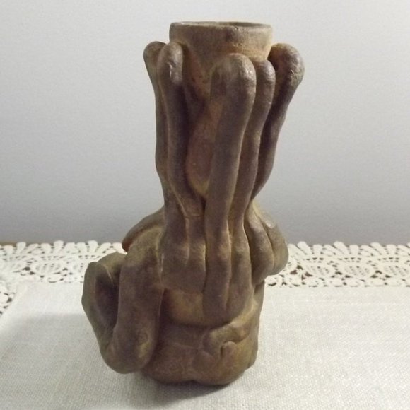 Vintage Seated Primitive Clay Figure with Maize - Picture 5 of 9